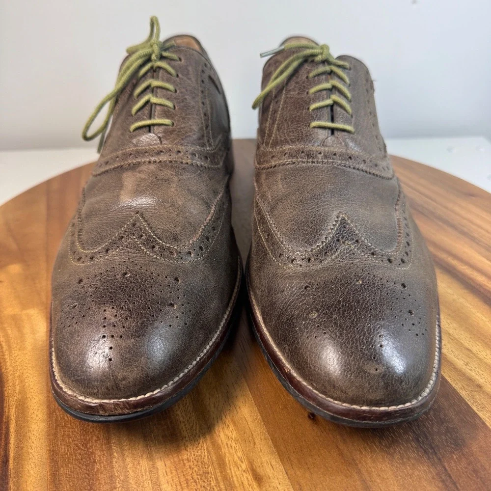 Cole Haan Mens Wingtip Oxfords Brown Leather Grand OS Lace Up Dress Shoes Sz 15M